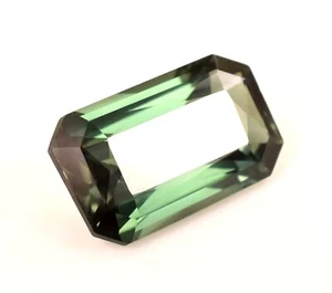 9.65 Ct Natural Green Montana Sapphire Certified Emerald Cut Loose Gemstone - Picture 1 of 4