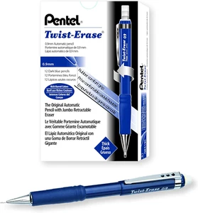 Pentel Twist-Erase III Mechanical Pencil, (0.9Mm), Blue Barrel, Box of 12 - Picture 1 of 12