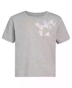 ADIDAS Big Girls Short Sleeves Pocket Heather T-shirt Gray Size L - Picture 1 of 2