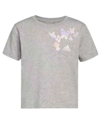 ADIDAS Big Girls Short Sleeves Pocket Heather T-shirt Gray Size L - Image 1 of 2