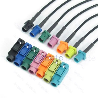 Fakra-A Black Female RG174 cable to SMA SMB SMC N UHF BNC TNC FME MCX MMCX CRC9 - Image 1 of 4