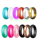 12X Silicone Rubber Stepped Edge Wedding Ring Band Flexible Safe Work Sport Gym