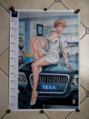 Milo Manara : Rare Calendrier T.e.x.a.  2014 : " L' Infirmiere " - Photo 1/4
