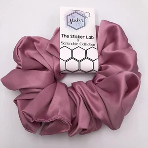 Handmade Women's Scrunchies Pink Satin Hair Tie Size Jumbo - Imagen 1 de 3
