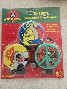 1996 Looney Tunes Christmas Illuminated Tree Plaques Taz/Tweety Bird/Sylvester - Picture 1 of 6