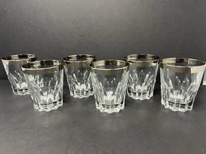 Set 6 Bicchieri Bicchieri Cristallo Italiano Con Bordo Argento Italia 26 Old Fashion - Foto 1 di 15