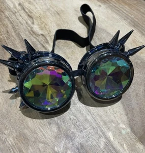 Kaleidoskop Steampunk Spike Brille Brille Cyber Punk Gothic - Schwarz/Blau - Bild 1 von 6