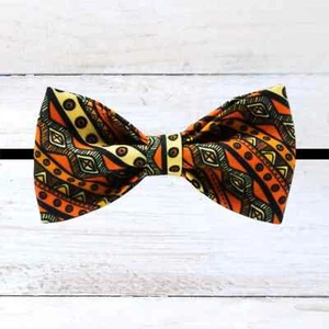 Loom Ukrainian-Made Floral Native Orange Printed Tie Bow Collection Accessories - Picture 1 of 1