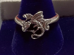 Retro Sterling silver small dragon ring size 9 - Picture 1 of 4