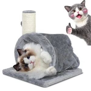 Small Cat Scratching Post with Cat Play Tunnel & Hanging Ball for Indoor - Picture 1 of 6