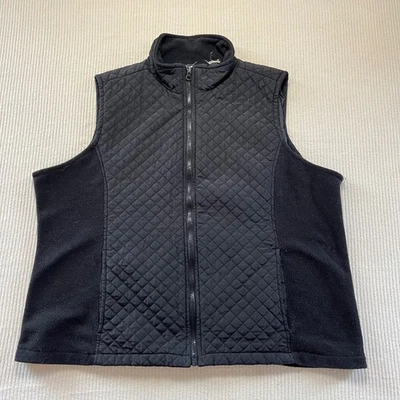 IZOD Women's Black Quilted Fleece Vest Full Zip Sleeveless Jacket - Image 1 of 4