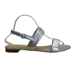 Talbots Women’s Silver Leather Strap With Buckle Closure Sandals Size 8M - Picture 1 of 7