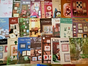 24-CROSS STITCH PATTERN BOOKLETS-LOT-1980's - Picture 1 of 10
