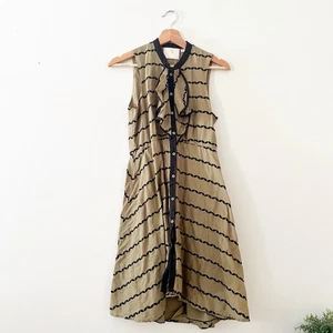 Anthropologie Postmark Green Black Dress Career Party Bubbled Bands sz 4 - Picture 1 of 4
