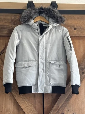 Chaqueta Parka Pajar Canada Lucas Juvenil 10/12 Gris Piel Capucha Bombardero Abrigo de Invierno Foto 1 de 4