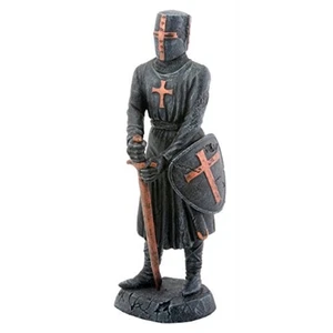 Templar Knight with Sword and Shield Statuette Figurine Medieval Decoration New - Picture 1 of 2