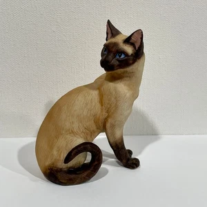 3 Zoll Porzellan Katze Kurios Siamkatze Statue PG blaue Augen - Bild 1 von 5
