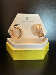 Bomb Party Earrings Enchanted Moments ER36880 Smokey Topaz CZ Rose Gold Plating - Picture 1 of 2