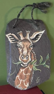 Hand Painted Slate Wall Art Hanging Sign Giraffe - Picture 1 of 7