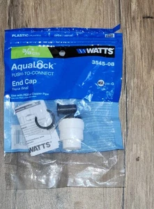 NEW Watts Push To Connect AquaLock Adapter, 3/8 CTS 3501-08 End Cap Plastic - Picture 1 of 4
