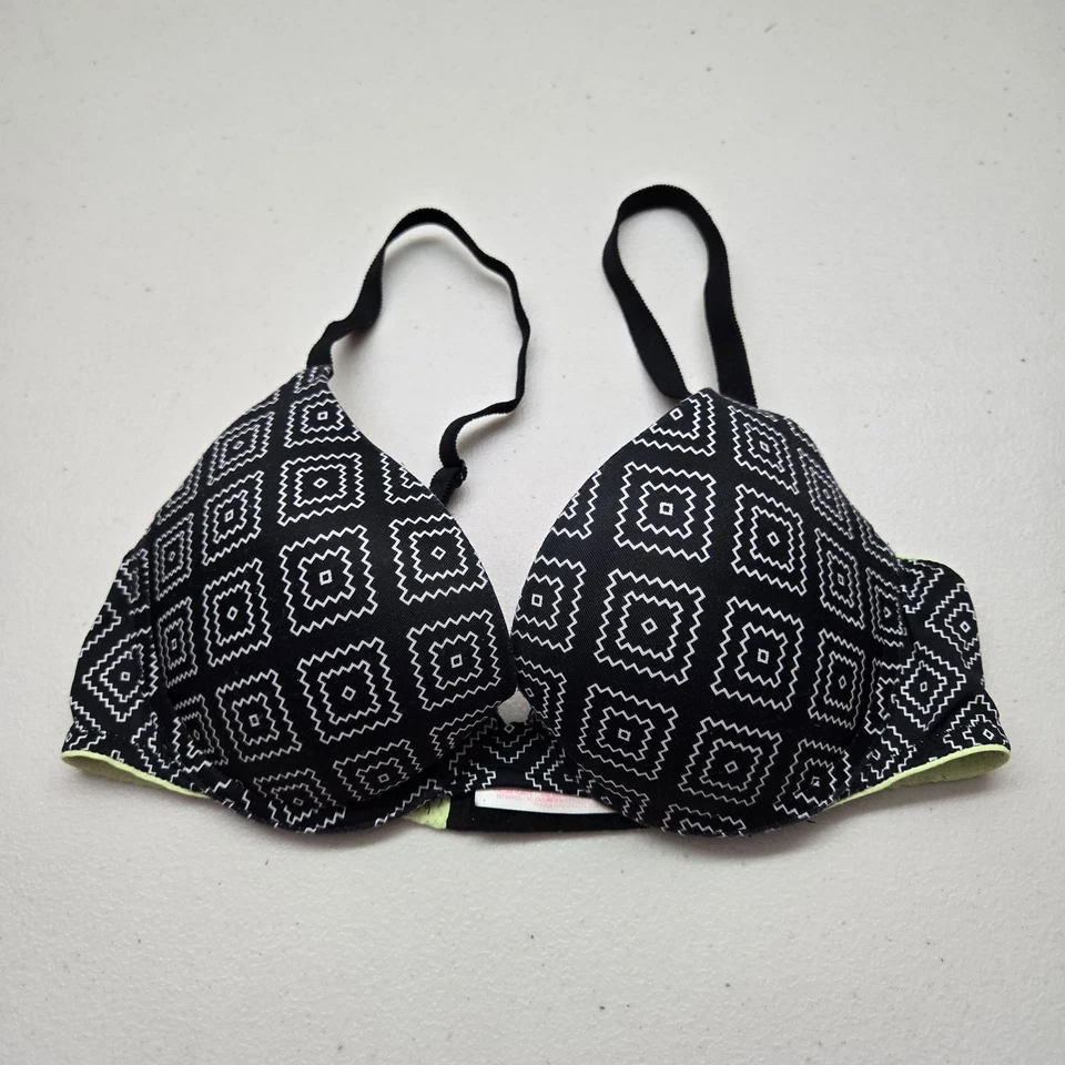 Sujetador ROSA Mujer 34B Negro Geométrico Push Up Correa Con Aros Convertible Foto 1 de 4