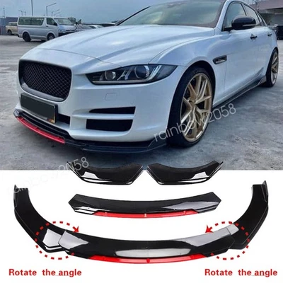 For Jaguar XE XJ XF XKR Glossy Front Bumper Lip Splitter Spoiler Body Red Chin Foto 1 de 4
