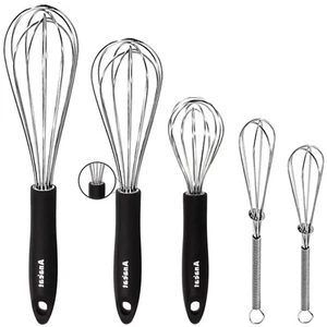 Stainless Steel Kitchen Whisk Set of 5, Milk and Egg Beater Blender with Thic... - Picture 1 of 8