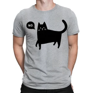 Cat Says No Horror Scary Funny Animal Lovers Gift Mens Womens T-Shirts Top #D - Picture 1 of 6