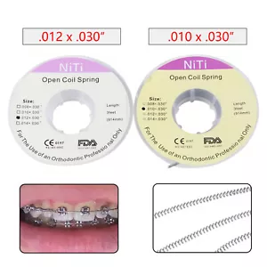 Bobina molla bobina aperta Niti ortodontica dentale dia.0,10/012 x 030" pollici 914 mm ty - Foto 1 di 26
