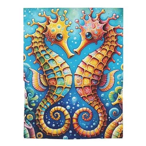Baby Toddler Blanket Seahorses Fish in Bright Colors Design 5, Gift 30x40 - Picture 1 of 5