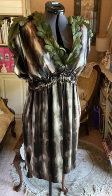 Renaissance Fantasy Upcycle Silk Dress Forest Woodland Fairy Sprite Elf Costume - Image 1 of 4