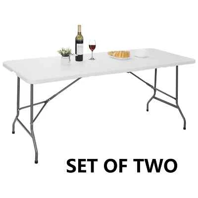 2PCS 6ft Folding Table Portable Indoor Outdoor Picnic Party Camping Tables - Image 1 of 4