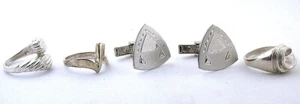 24.92 GRAMS THREE STERLING SILVER RINGS CUFFLINKS CLOSEOUT ASJC26-1723 - Picture 1 of 2