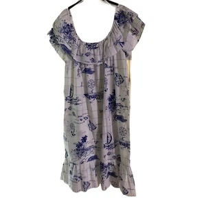 Maxi Vestido Largo Aloha Hawaiano Moda XL Blanco Azul Mapa Aloha - Imagen 1 de 4