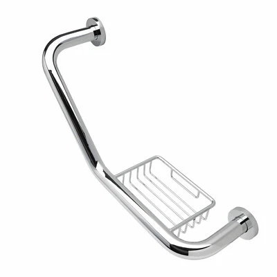 Badewannengriff 40 cm mit Seifenkorb inkl. Schraubensatz Haltegriff Chrom - Bild 1 von 3