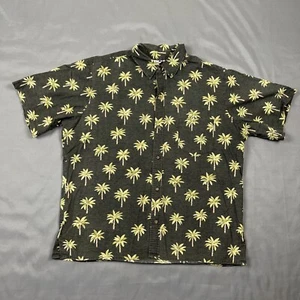 Vintage Malihini Hawaiian Shirt Made in Hawaii XL Black Palm Trees Cotton VTG - Picture 1 of 6