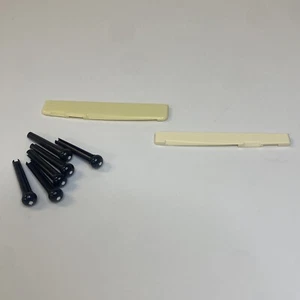 Acoustic Guitar Nut Creme Saddles and 6 Bridge Pins - Picture 1 of 8