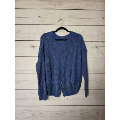 Suéter Pullover Express Para Mujer Azul Mármol Joya Cuello Trenzado Espalda Tejido Apretado S Foto 1 de 4