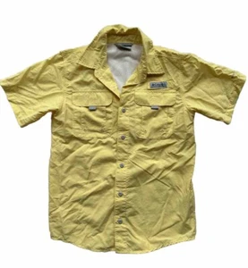 Columbia PFG Fishing Shirt Youth 10-12  Omni Shield Vented Short Sleeve Yellow - Picture 1 of 8