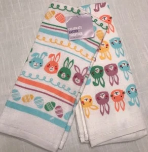 2 toallas de cocina para celebrar la Pascua juntos 16,5 x 26 conejitos nuevas - Imagen 1 de 6