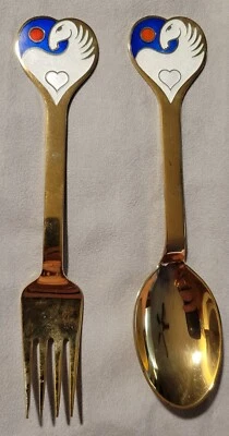 Christmas 1978 Solstice by A. Michelsen Sterling Silver Fork and Spoon Set 2pc  - Image 1 of 4