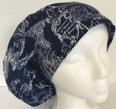 Nautical No Band Euro Bouffant Scrub Cap Surgeon Anesthesiologist Chef Vet Hat - Image 1 of 4