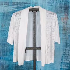 Linda Matthews Open Knit Cardigan Women's SZ LARGE Beachy Casual Coastal Classic - Picture 1 of 6