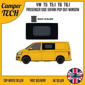 VW T5 lado pasajero SAFARI POP OUT ventana con persiana interna - Imagen 1 de 2