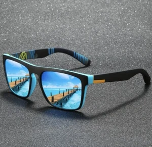 Classic Square Sunglasses For Men/ Women Fishing Outdoors Sports Vintage Blue - Picture 1 of 2
