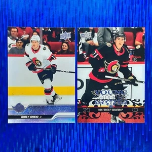 2023 Upper Deck Young Guns Ridly Greig #212 & UD Young Guns Tribute #T-25 RCs - Bild 1 von 5