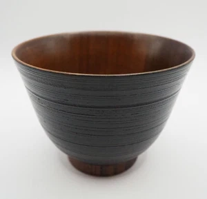 Bowl φ11.8cm Miso soup Lacquer-ware Wood Black Red 858 - Picture 1 of 17