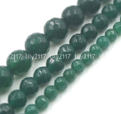 Cuentas sueltas redondas de piedras preciosas de jade facetadas multicolores de 4/6/8/10 mm filamento AA de 15"" Foto 1 de 4