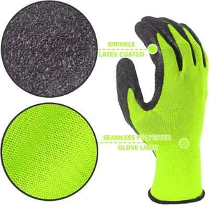 8 Paar Crinkle Latex Gummi beschichtet atmungsaktiv Sicherheit Arbeitshandschuhe - grün - Bild 1 von 5