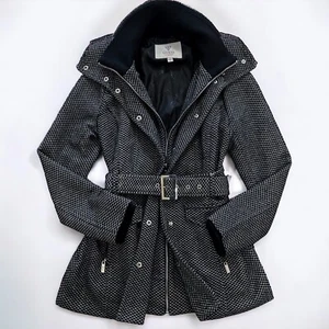 Guess Y2K karierte Jacke Hahnentritt schwarz grau Gürtel Whimsy Dark Academia 2000er M - Bild 1 von 17